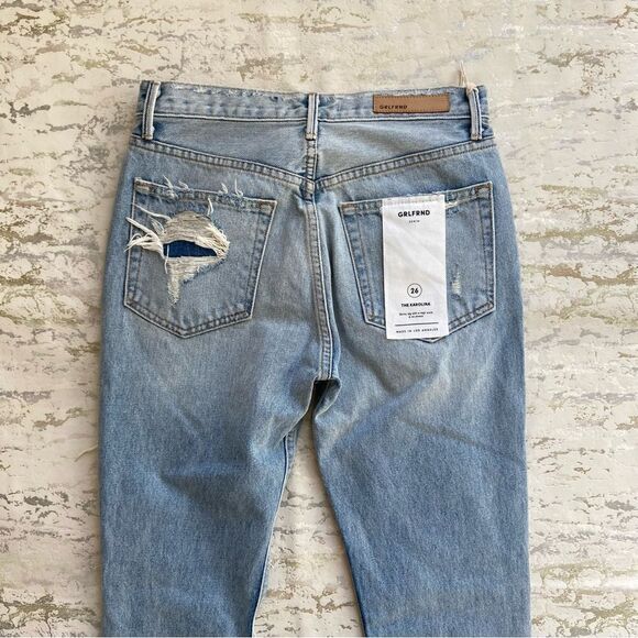 Grlfrnd jeans Karolina Distressed Straight leg jeans new with tags - Picture 8 of 13